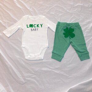 Baby First St Patricks Day Outfit Lucky Unisex Pants Green Newborn thru 12M NEW